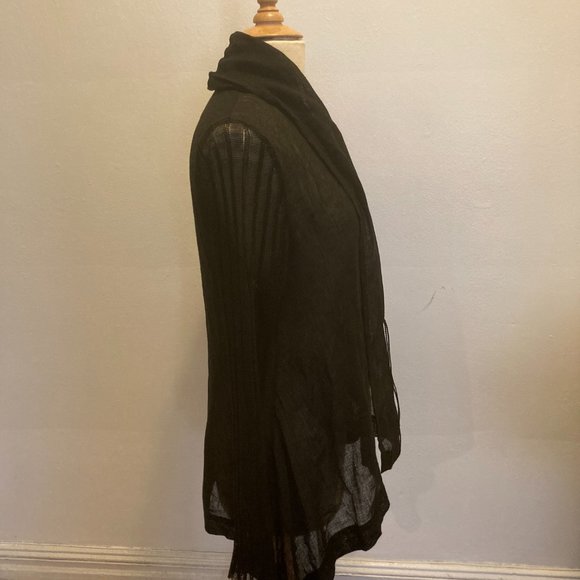 Crea Concept Longsleeve Mixed Media Wrap Jacket (Black) - Picture 10 of 11